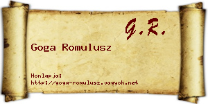 Goga Romulusz névjegykártya